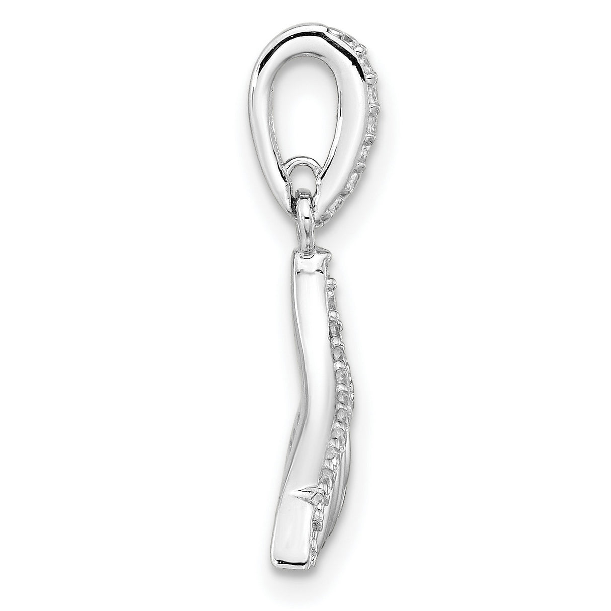 Sterling Silver Whale Tail Pendant with Cubic Zirconia, Ocean-Inspired Nautical Jewelry for Women