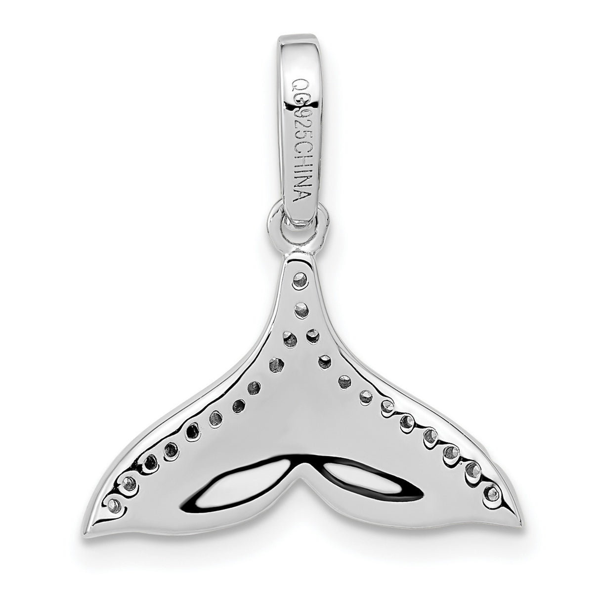 Sterling Silver Whale Tail Pendant with Cubic Zirconia, Ocean-Inspired Nautical Jewelry for Women
