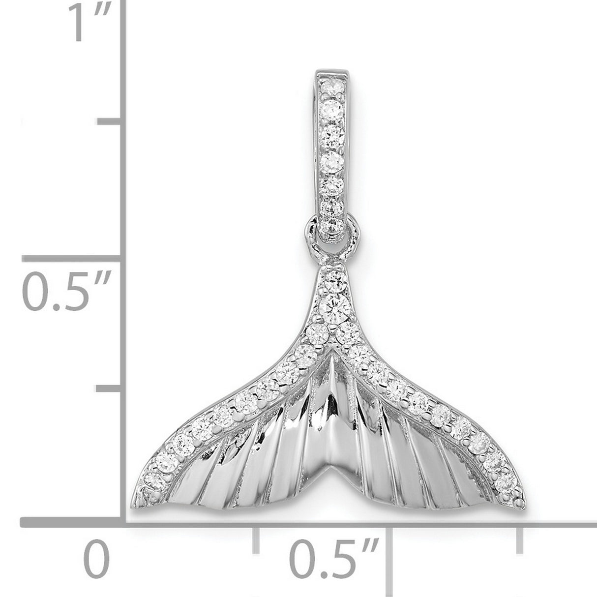 Sterling Silver Whale Tail Pendant with Cubic Zirconia, Ocean-Inspired Nautical Jewelry for Women