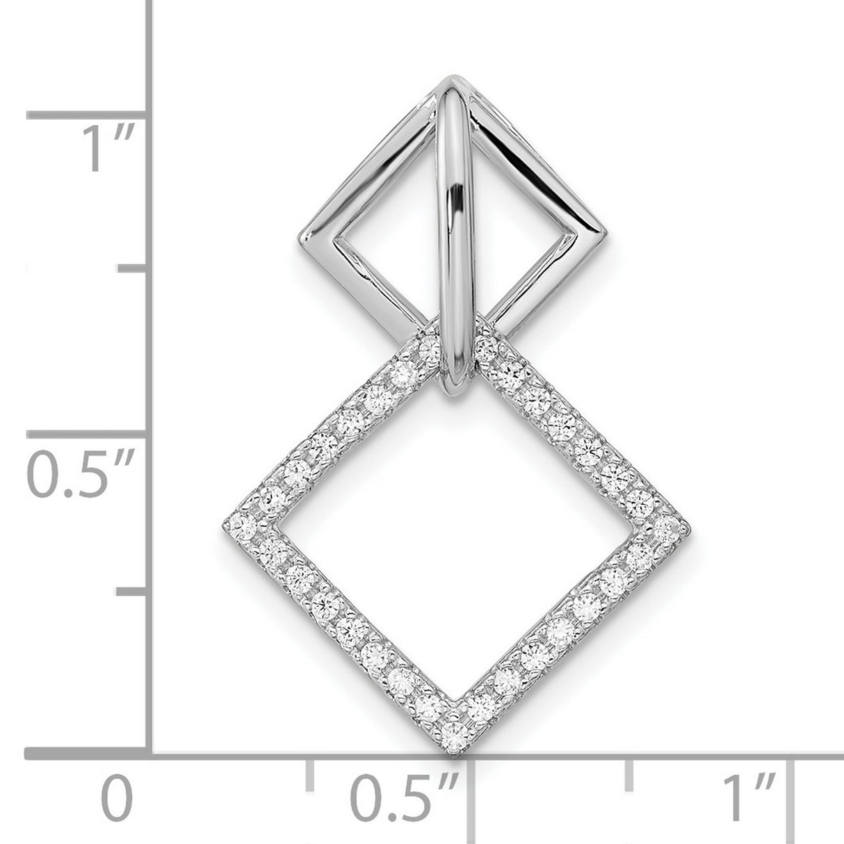 Sterling Silver Pendant with Cubic Zirconia, Geometric Interlocking Diamond Shapes, Modern Minimalist Style
