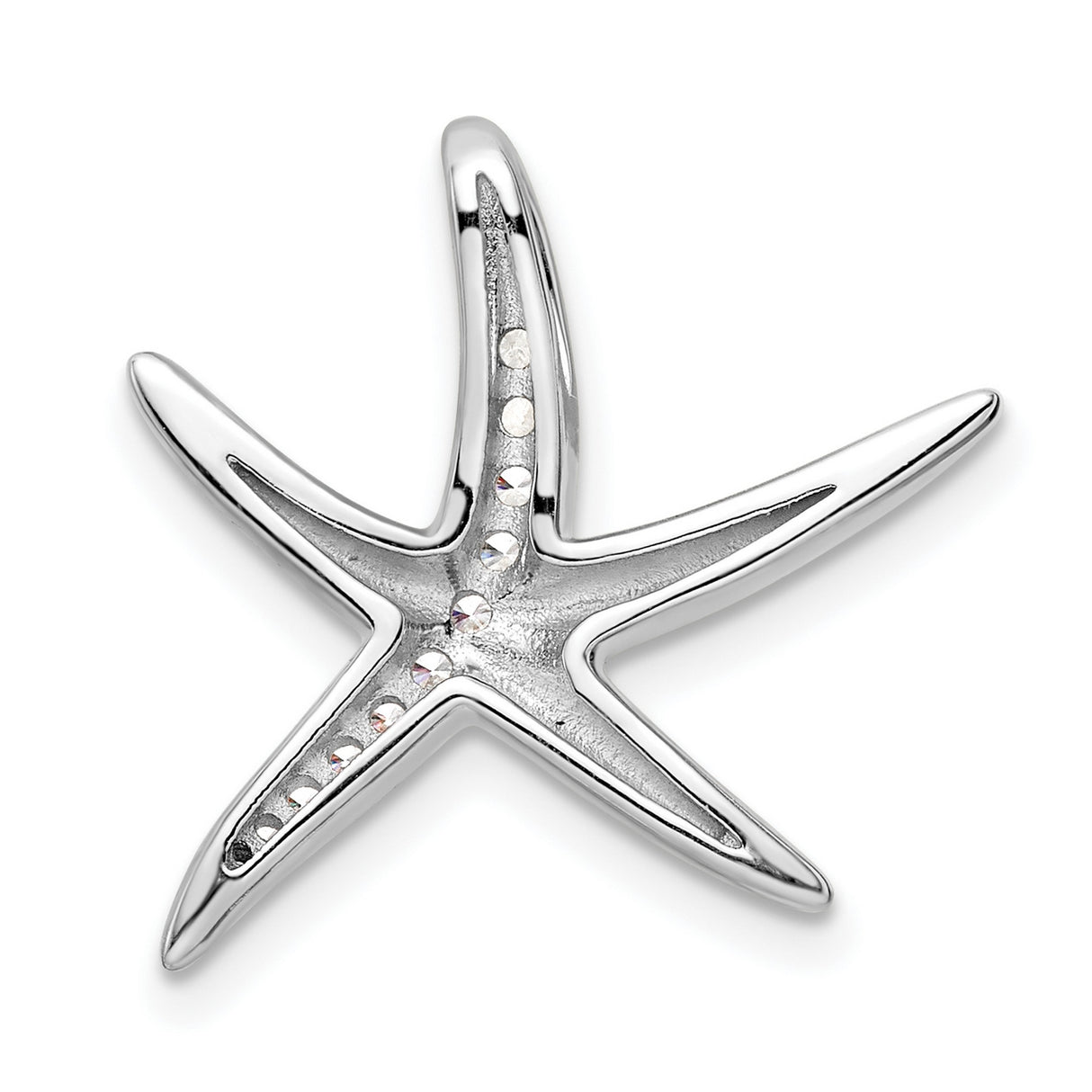 Sterling Silver Starfish Pendant with Cubic Zirconia, Ocean-Inspired Nautical Jewelry for Women