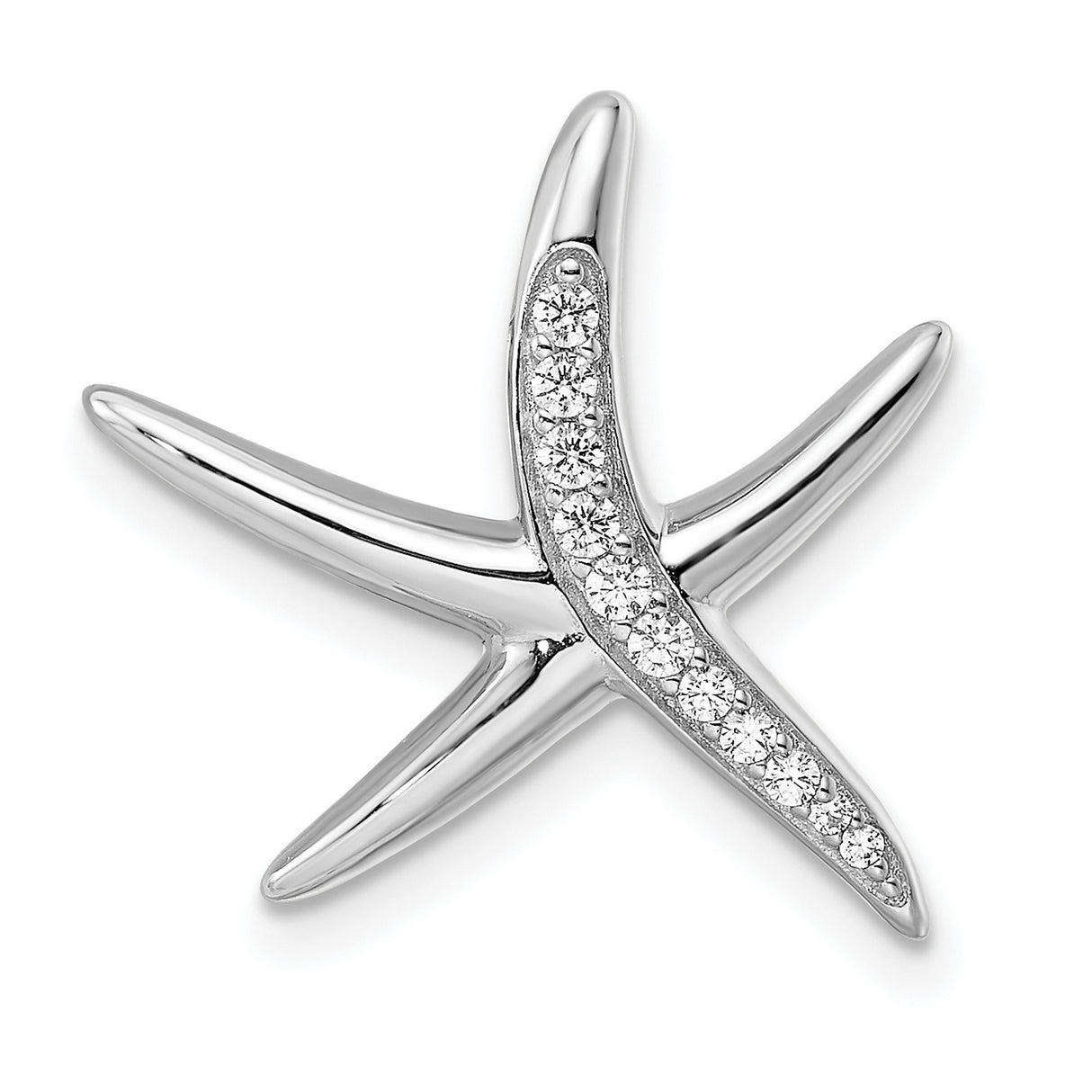 Sterling Silver Starfish Pendant with Cubic Zirconia, Ocean-Inspired Nautical Jewelry for Women