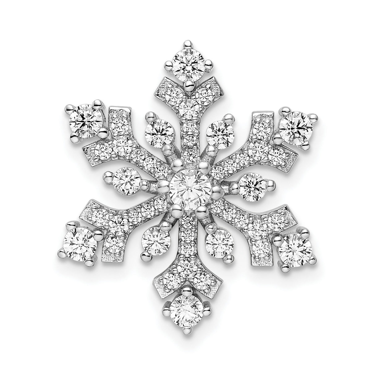 Sterling Silver Snowflake Pendant with Cubic Zirconia, Winter Inspired Design for Women