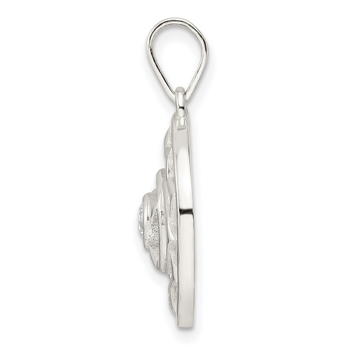 Sterling Silver Third Eye Chakra Pendant with Cubic Zirconia and Mandala Design