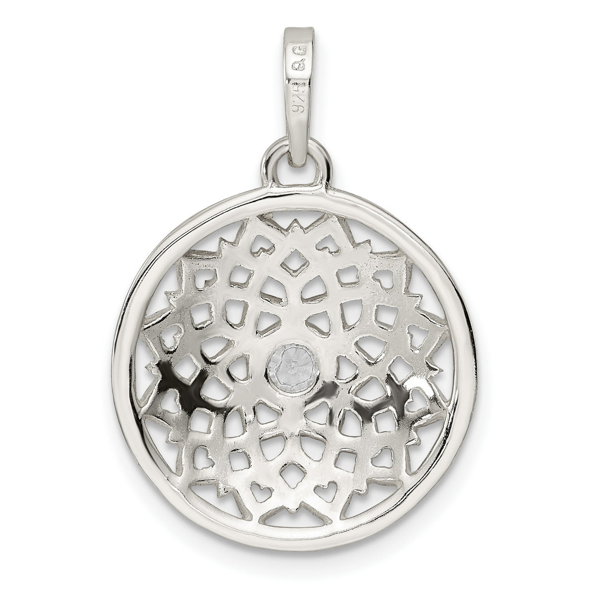 Sterling Silver Mandala Lotus Pendant with Cubic Zirconia, Spiritual Boho Chakra Jewelry