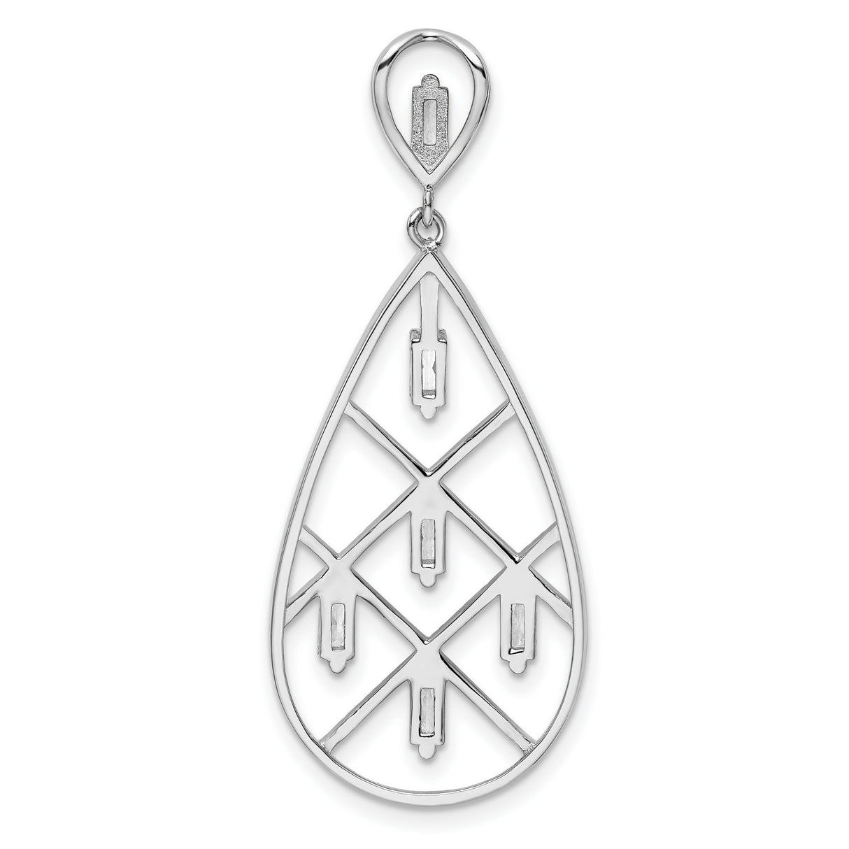 Sterling Silver Teardrop Dangle Earrings with Cubic Zirconia and Lattice Design