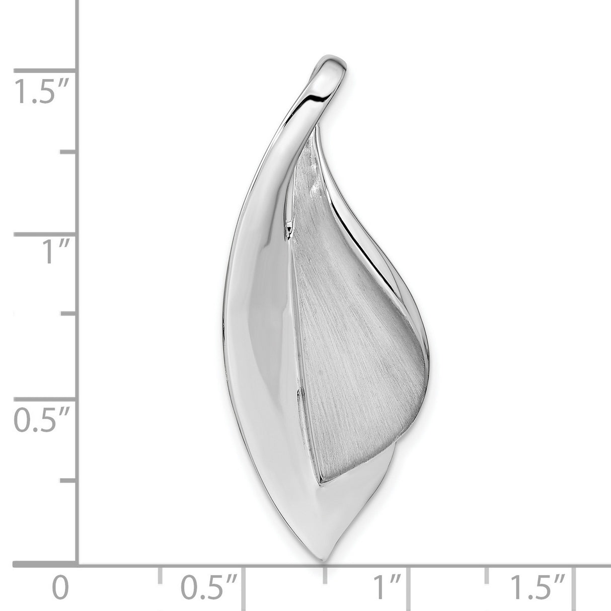 Sterling Silver Leaf Pendant with Brushed and Polished Finish, Modern Organic Design for Women