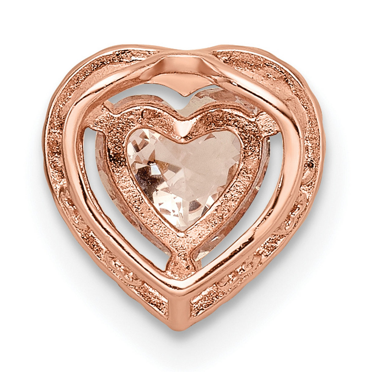 Sterling Silver Heart Pendant with Peach Gemstone and Cubic Zirconia for Women