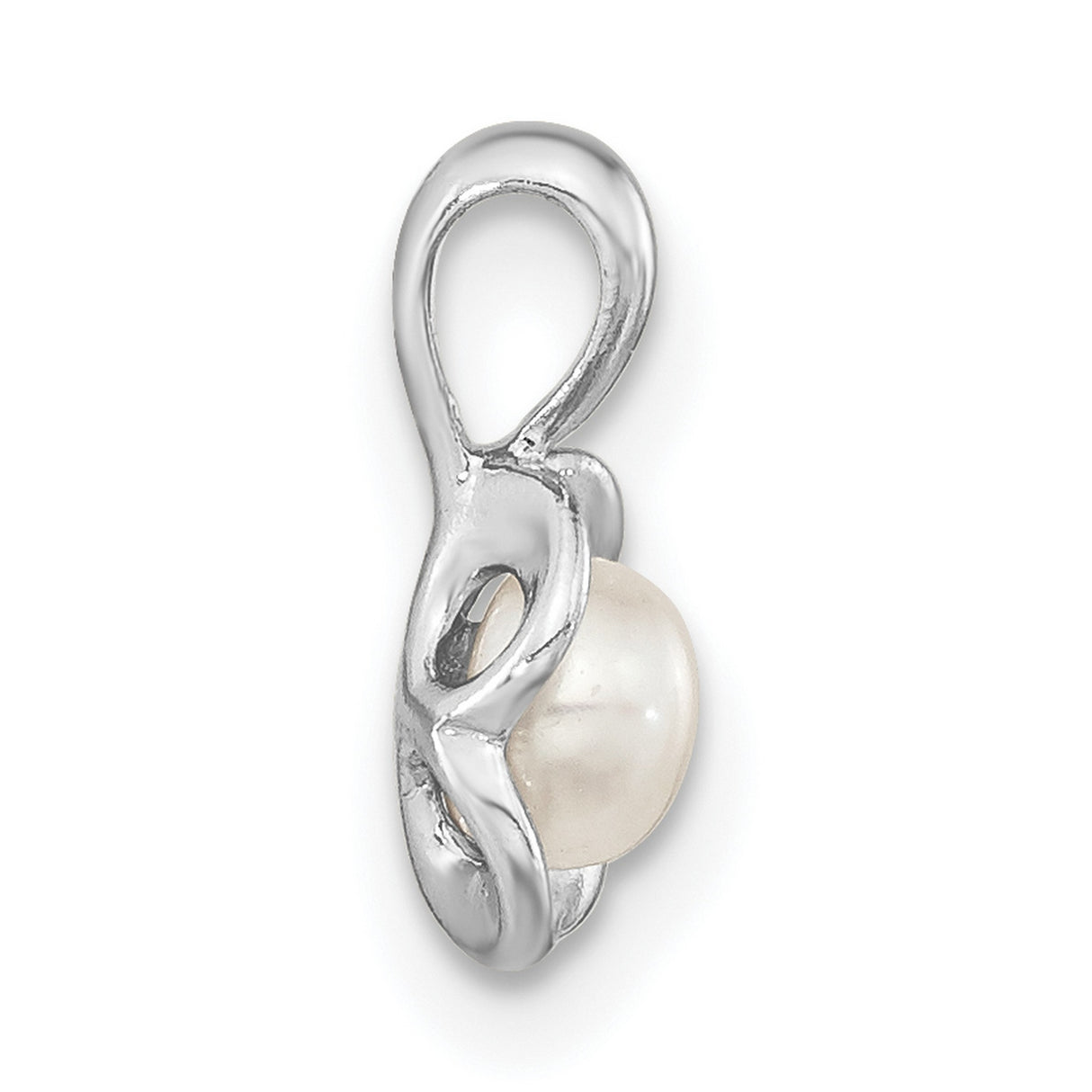 Sterling Silver Pendant with Round White Pearl, Floral Design for Women