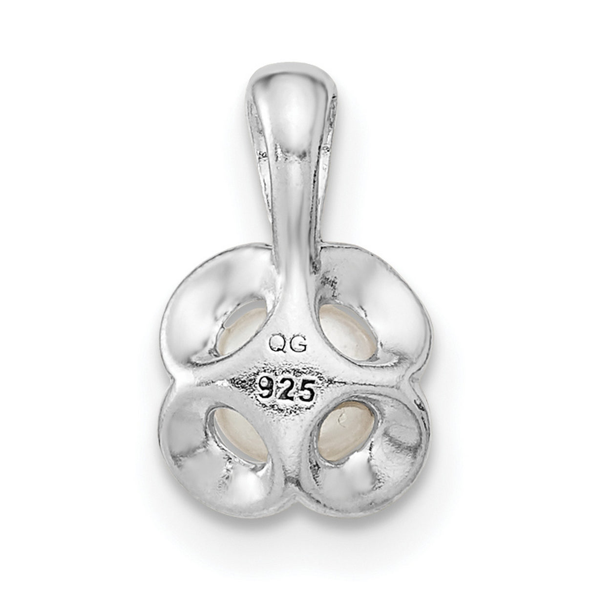 Sterling Silver Pendant with Round White Pearl, Floral Design for Women
