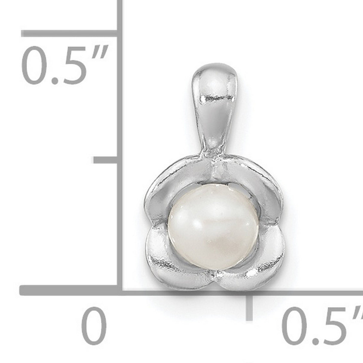 Sterling Silver Pendant with Round White Pearl, Floral Design for Women