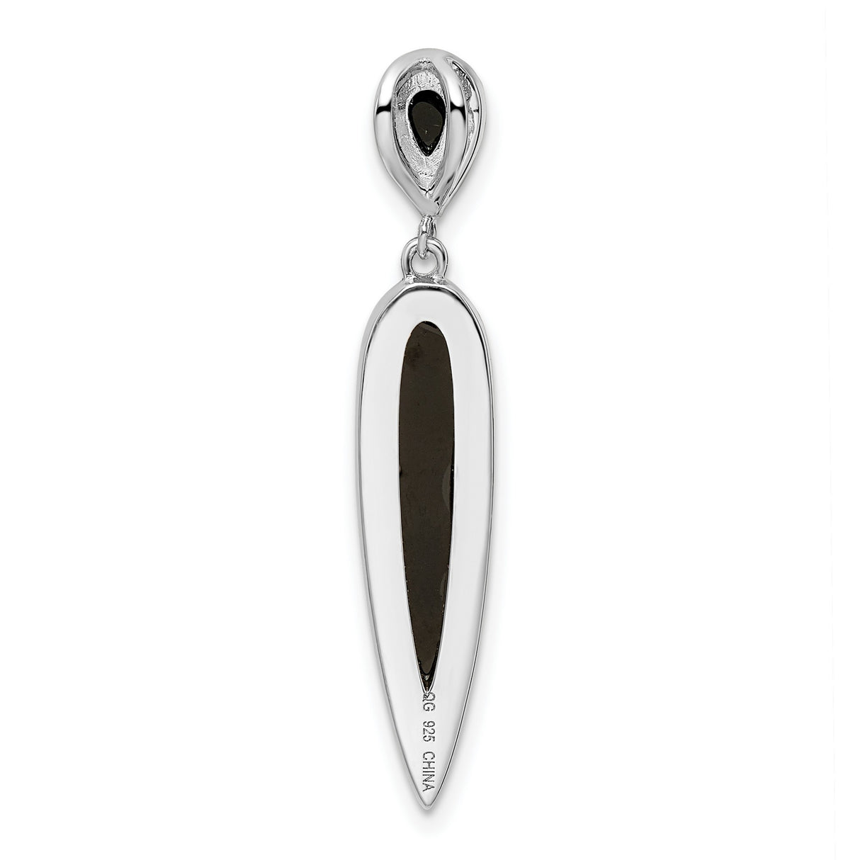 Sterling Silver Drop Earrings with Cubic Zirconia and Black Agate Teardrop Marquise Design