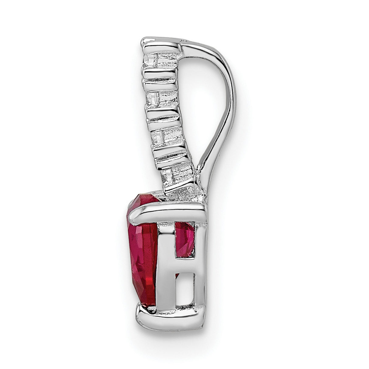 Sterling Silver Heart Pendant with Lab Created Ruby and Cubic Zirconia Accents