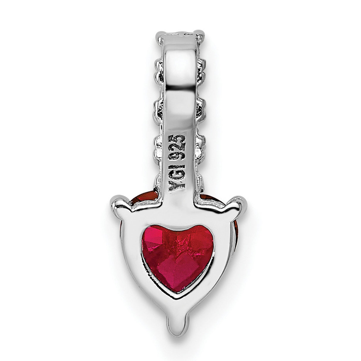 Sterling Silver Heart Pendant with Lab Created Ruby and Cubic Zirconia Accents