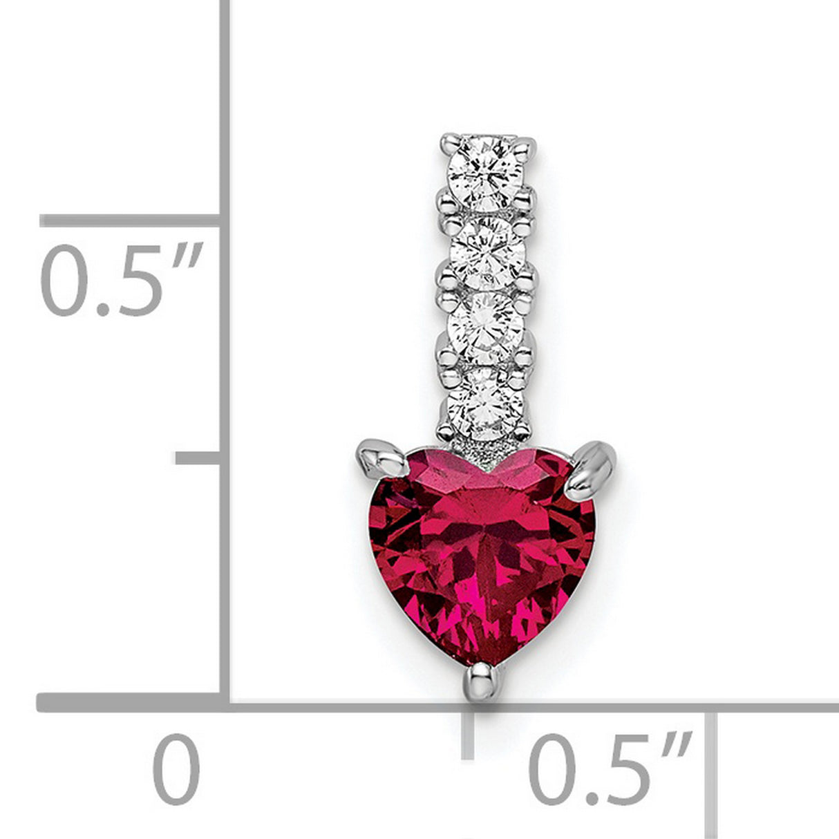 Sterling Silver Heart Pendant with Lab Created Ruby and Cubic Zirconia Accents