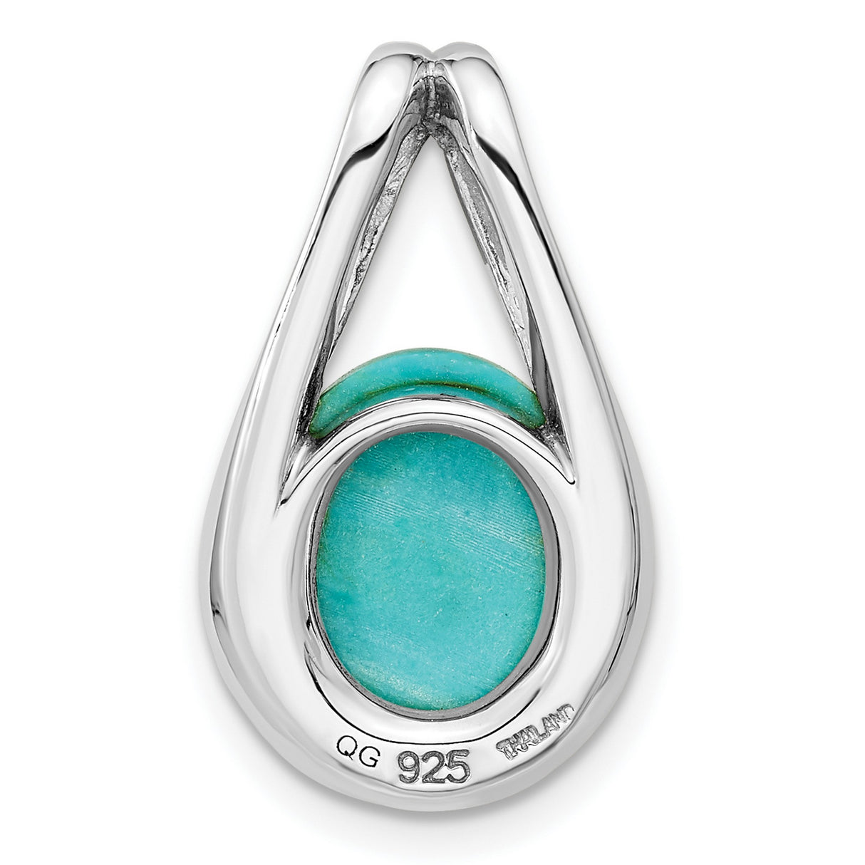 Sterling Silver Teardrop Pendant with Turquoise Cabochon, Open Frame Boho Style for Women