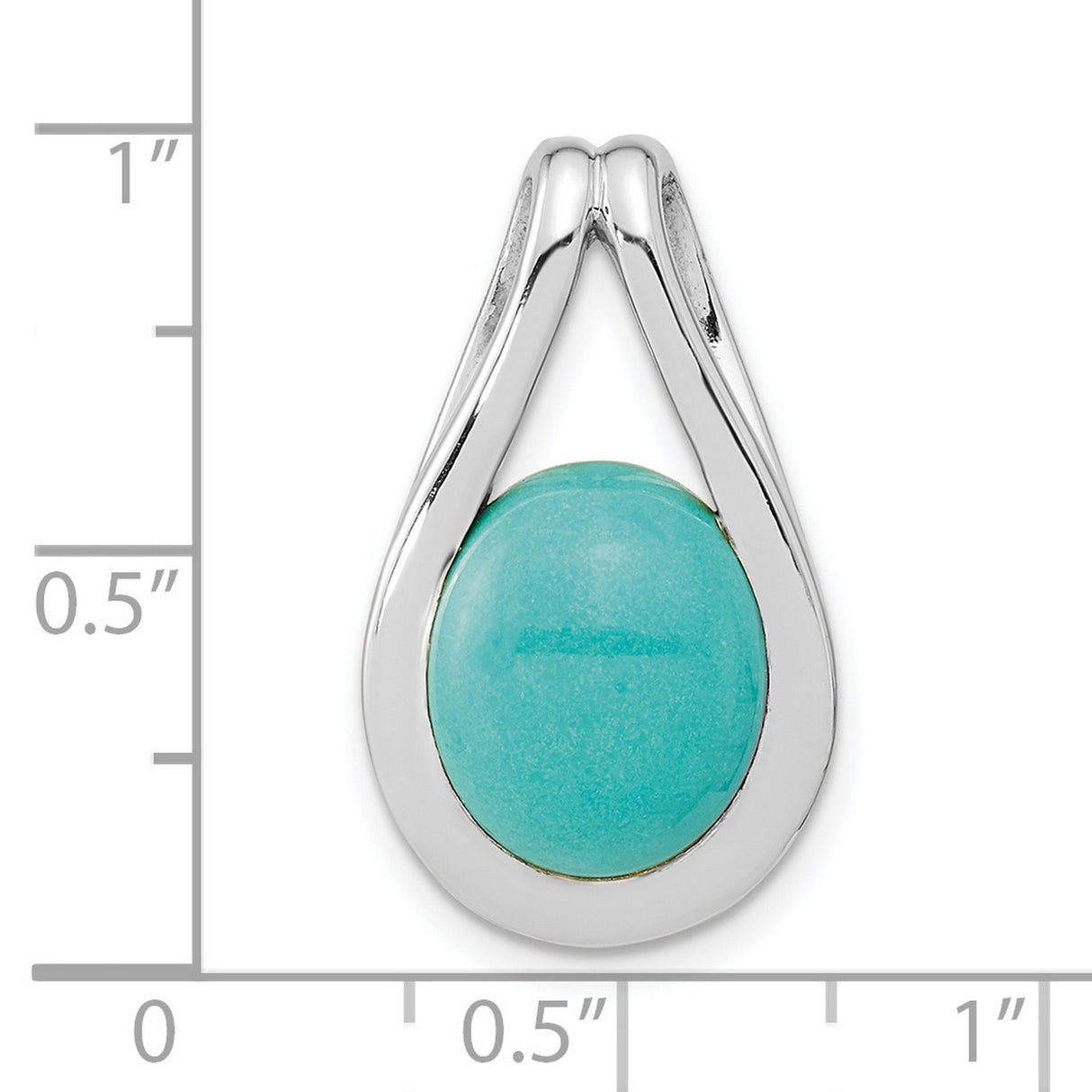 Sterling Silver Teardrop Pendant with Turquoise Cabochon, Open Frame Boho Style for Women