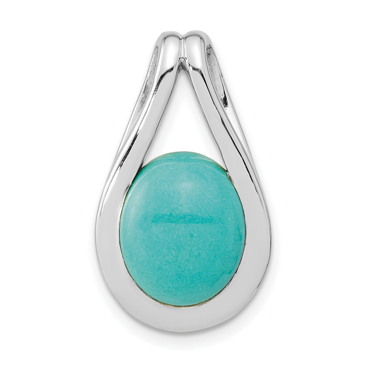Sterling Silver Teardrop Pendant with Turquoise Cabochon, Open Frame Boho Style for Women