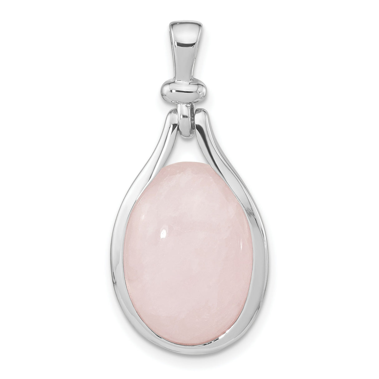 Sterling Silver Teardrop Pendant with Rose Quartz, Minimalist Healing Crystal Jewelry for Women