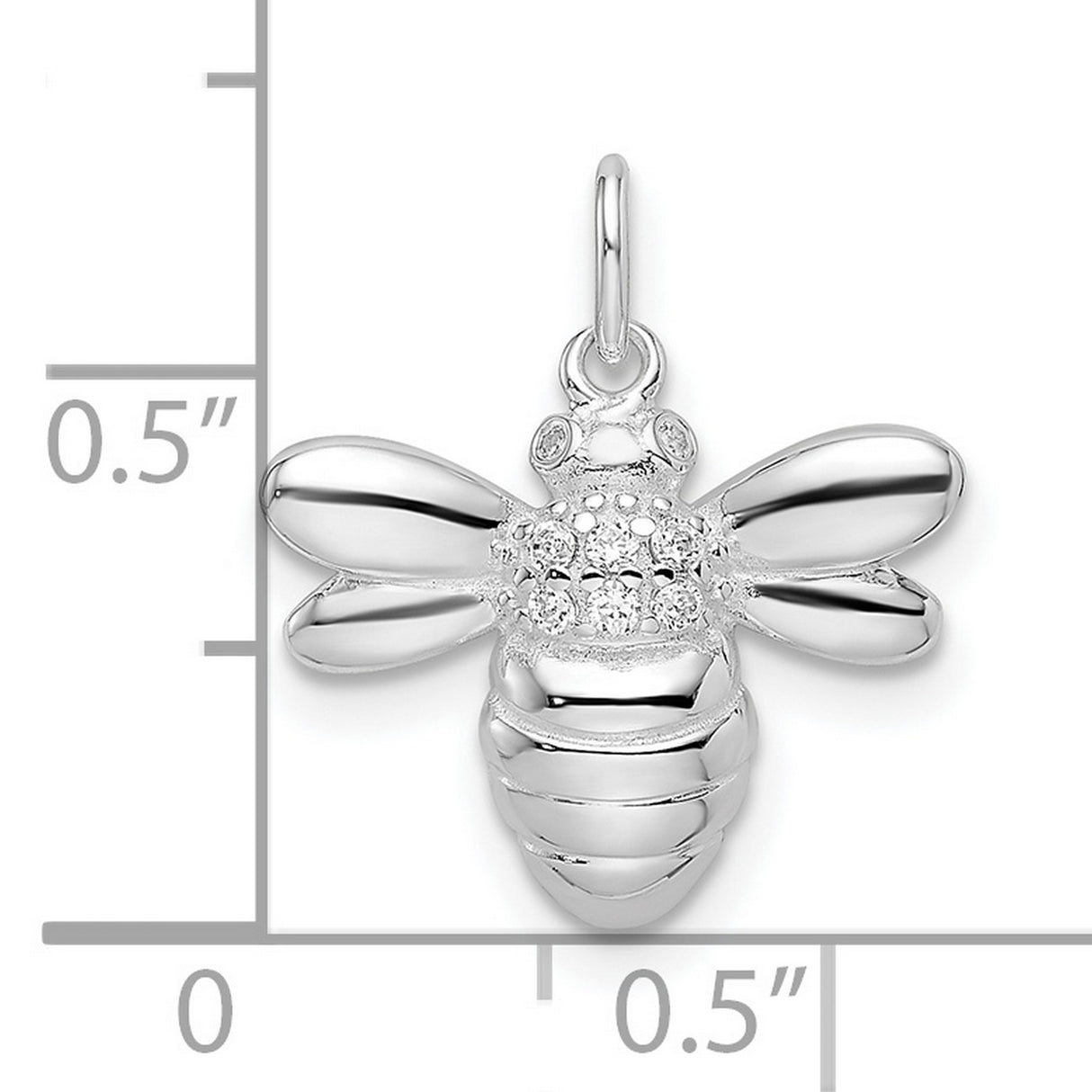 Sterling Silver Bee Pendant with Cubic Zirconia, Nature-Inspired Honeybee Charm for Women