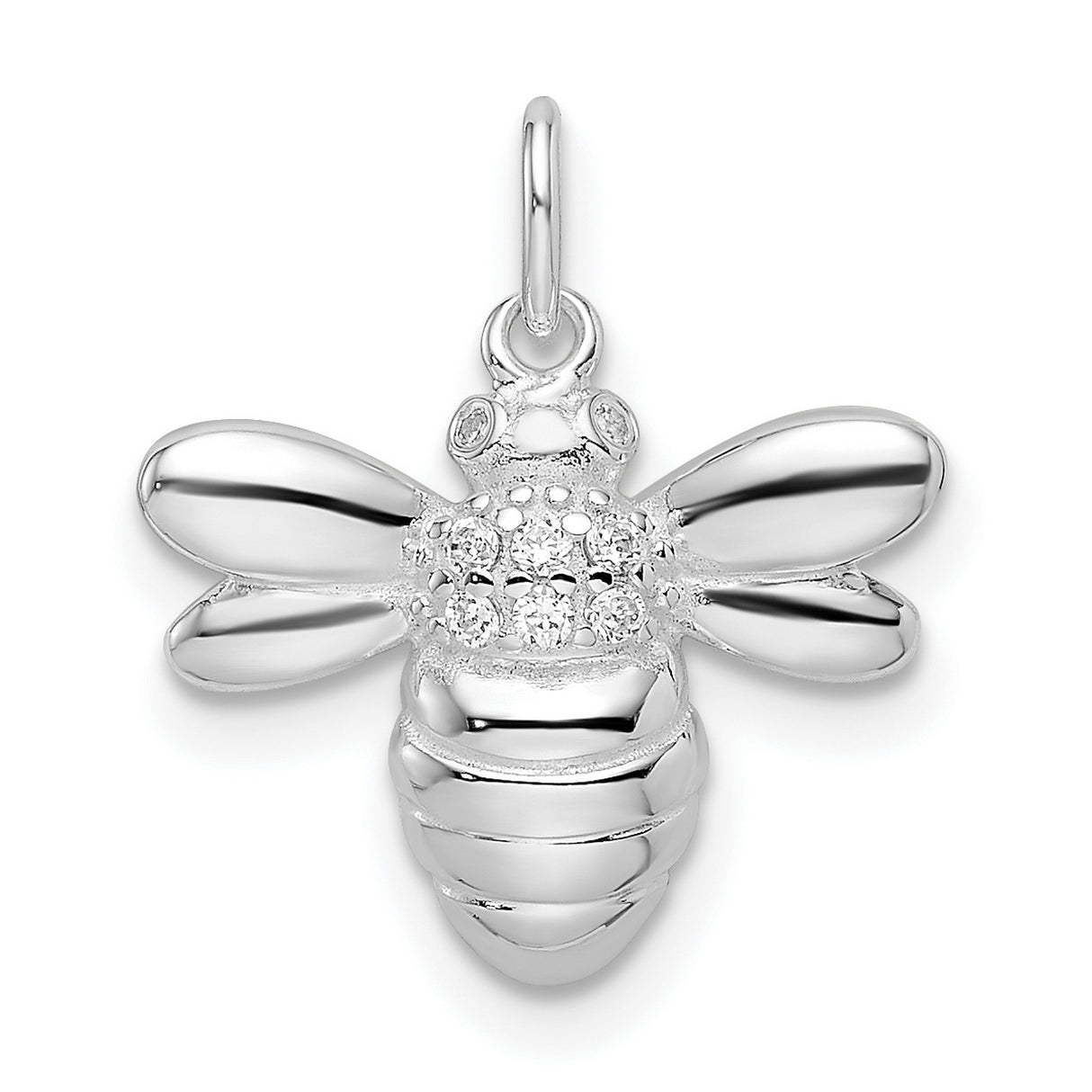 Sterling Silver Bee Pendant with Cubic Zirconia, Nature-Inspired Honeybee Charm for Women