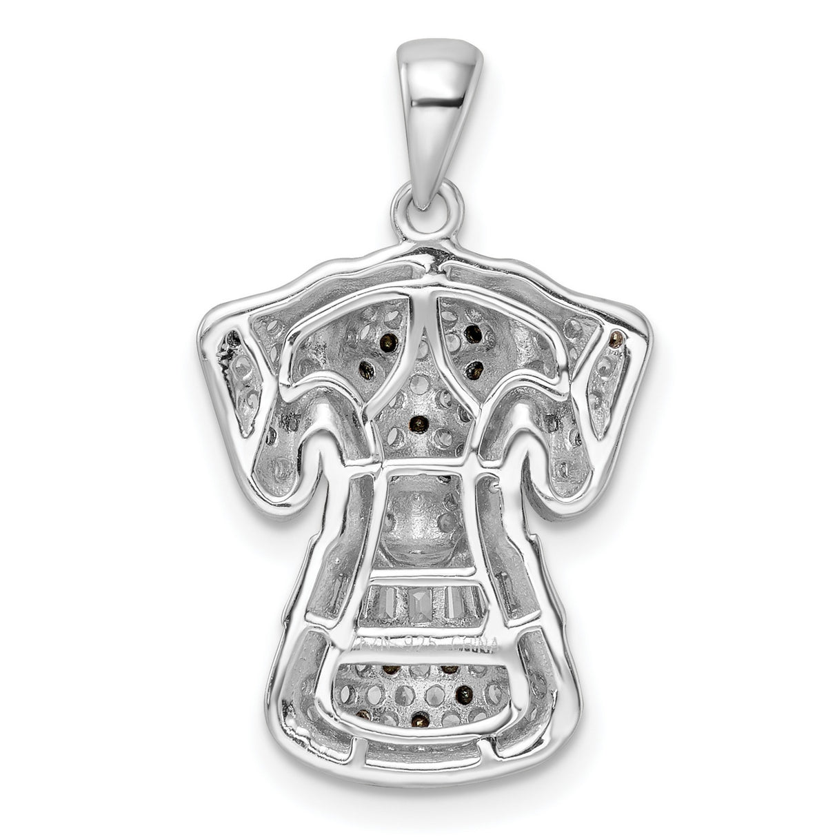 Sterling Silver Dalmatian Dog Pendant with Clear and Black Cubic Zirconia, Pet Charm for Women