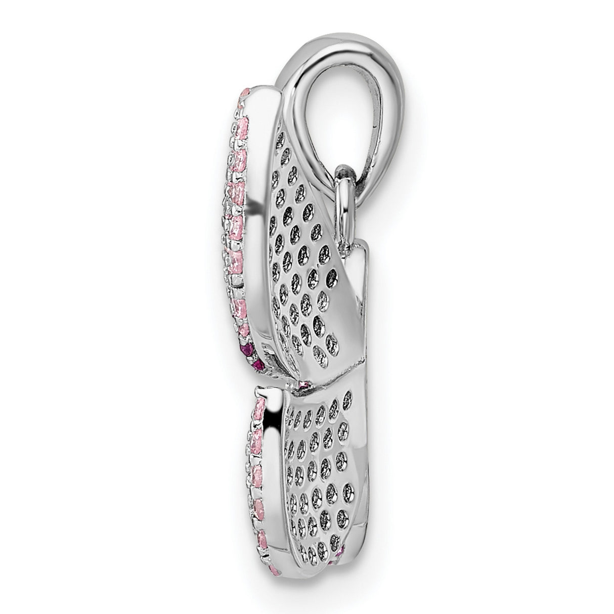 Sterling Silver Butterfly Pendant with Pink and White Cubic Zirconia, Gradient Design