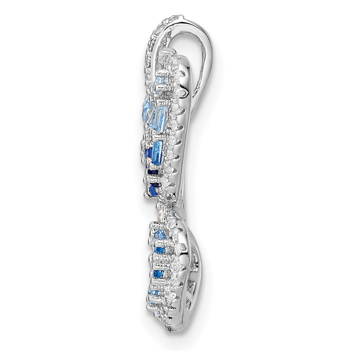 Sterling Silver Butterfly Pendant with Blue and Clear Cubic Zirconia, Transformation Motif Jewelry