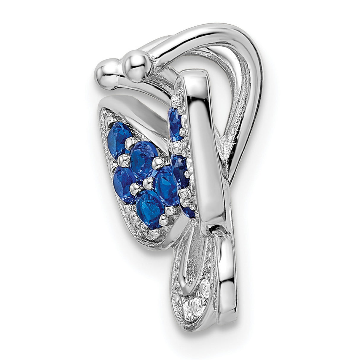 Sterling Silver Butterfly Pendant with Blue and White Cubic Zirconia, Nature Inspired Jewelry for Women
