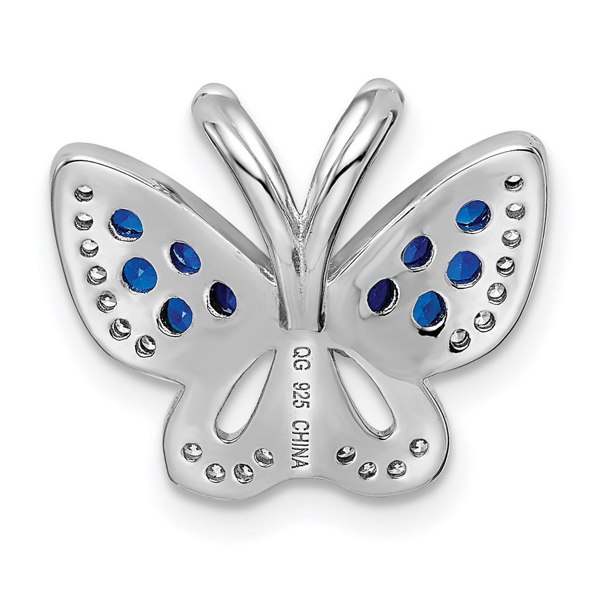 Sterling Silver Butterfly Pendant with Blue and White Cubic Zirconia, Nature Inspired Jewelry for Women