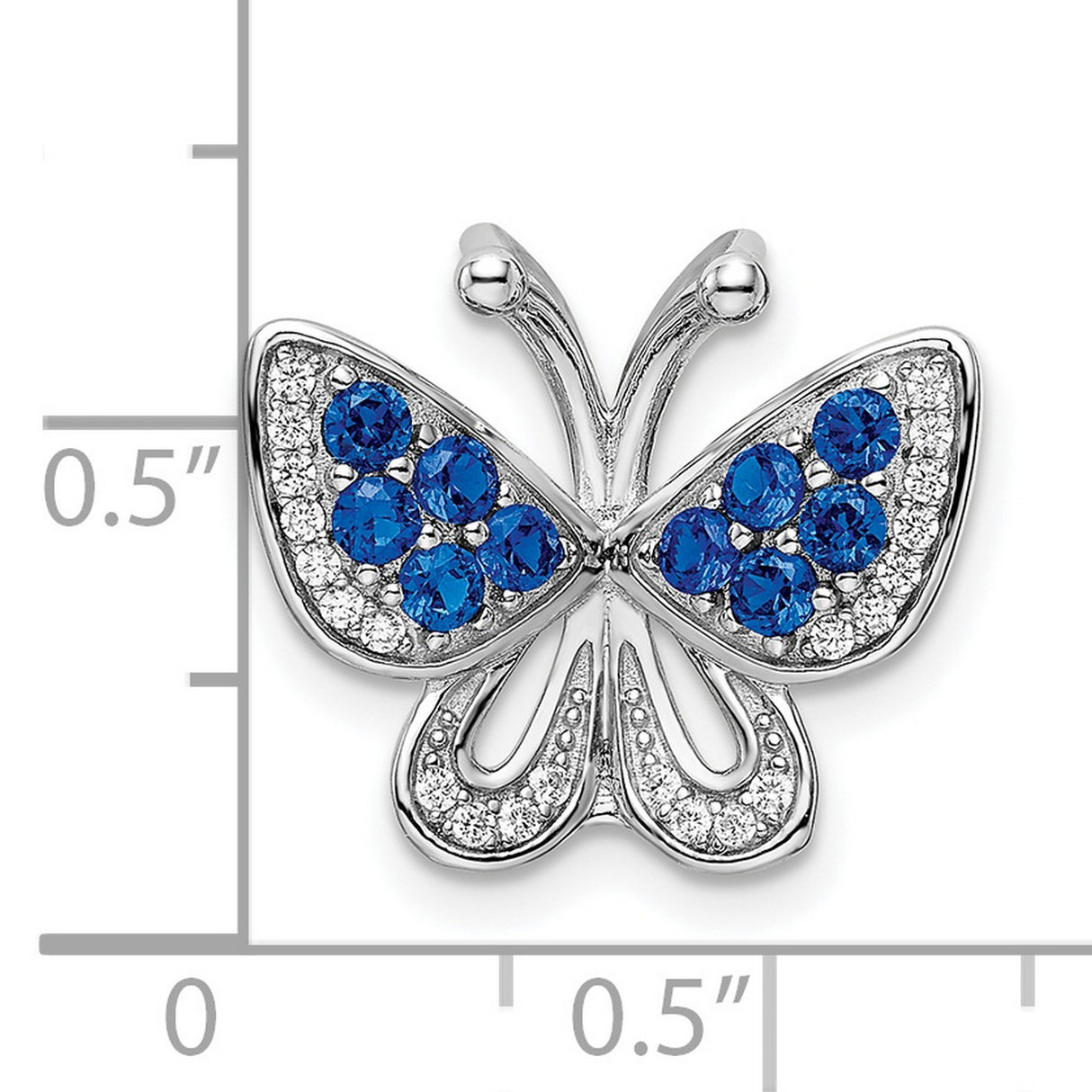 Sterling Silver Butterfly Pendant with Blue and White Cubic Zirconia, Nature Inspired Jewelry for Women