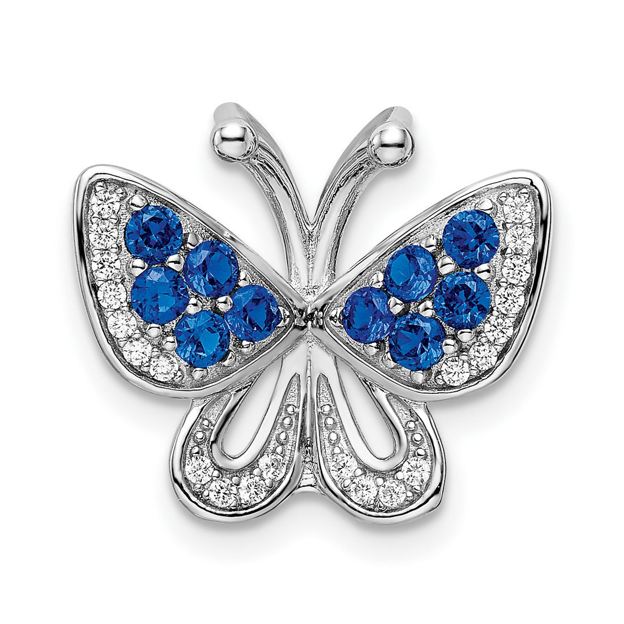 Sterling Silver Butterfly Pendant with Blue and White Cubic Zirconia, Nature Inspired Jewelry for Women