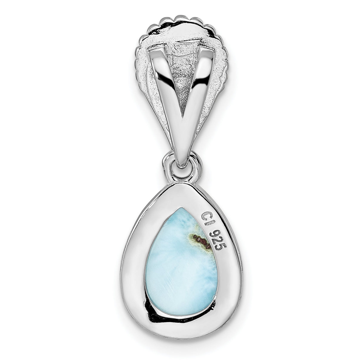 Sterling Silver Dangle Pendant with Larimar Double Pear Bezel Set Stones, Ocean Inspired Boho Jewelry