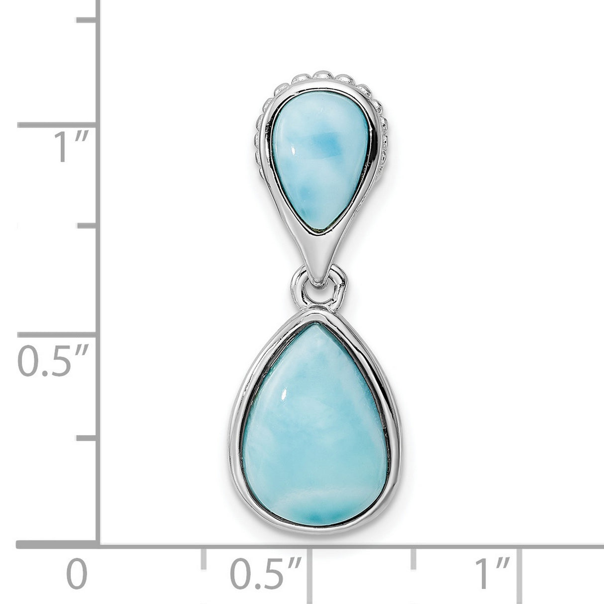 Sterling Silver Dangle Pendant with Larimar Double Pear Bezel Set Stones, Ocean Inspired Boho Jewelry