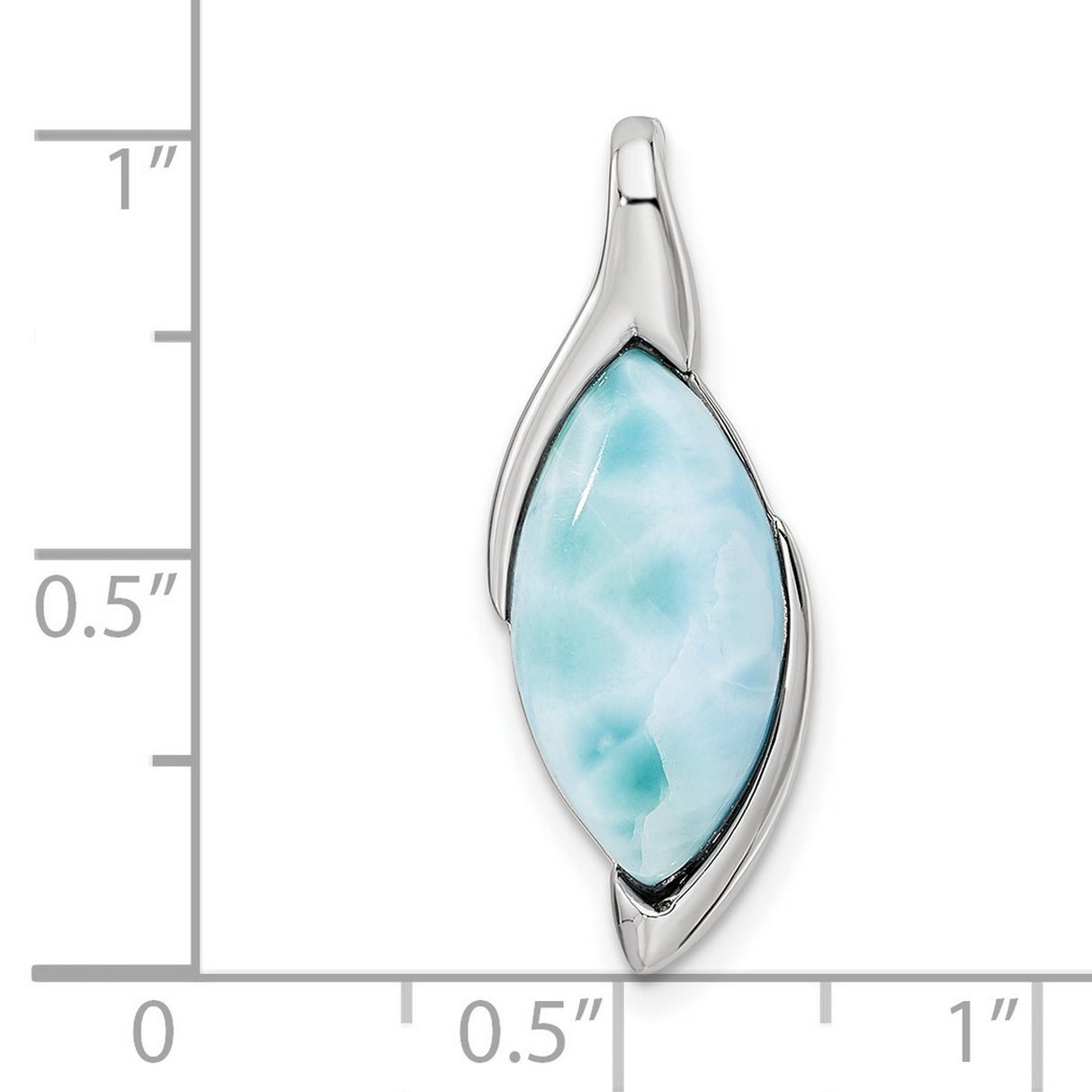 Sterling Silver Pendant with Larimar Marquise Gemstone, Bezel Setting, Minimalist Boho Style