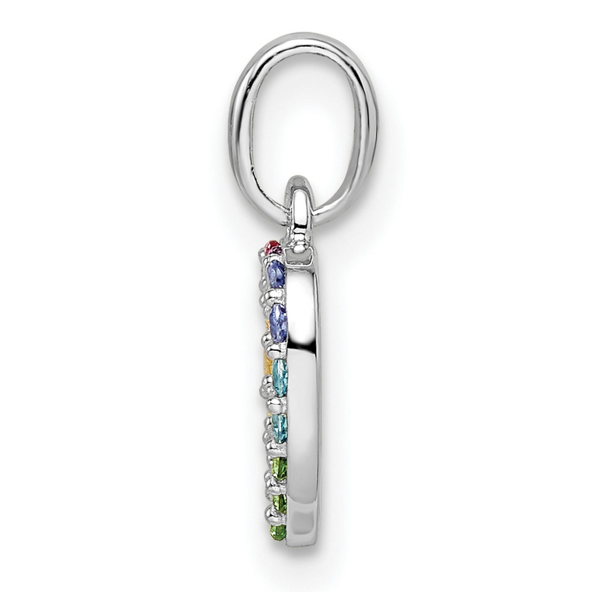 Sterling Silver Open Heart Pendant with Rainbow Cubic Zirconia, Pride Jewelry for Women