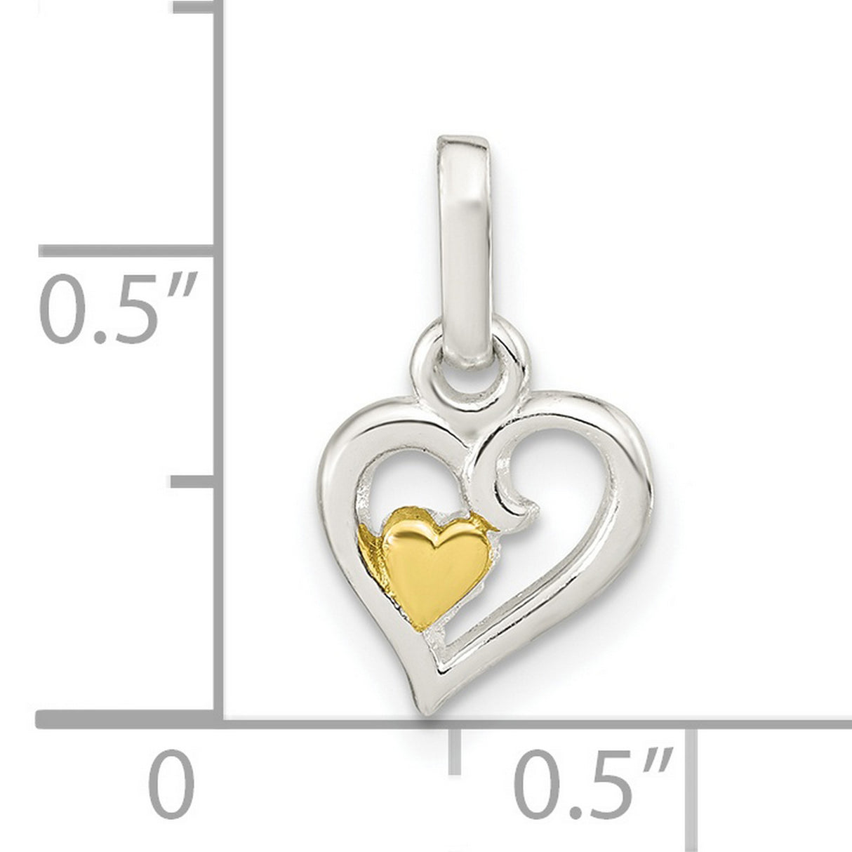 Sterling Silver Heart Pendant with Open Design and Rose Gold Inner Heart for Women