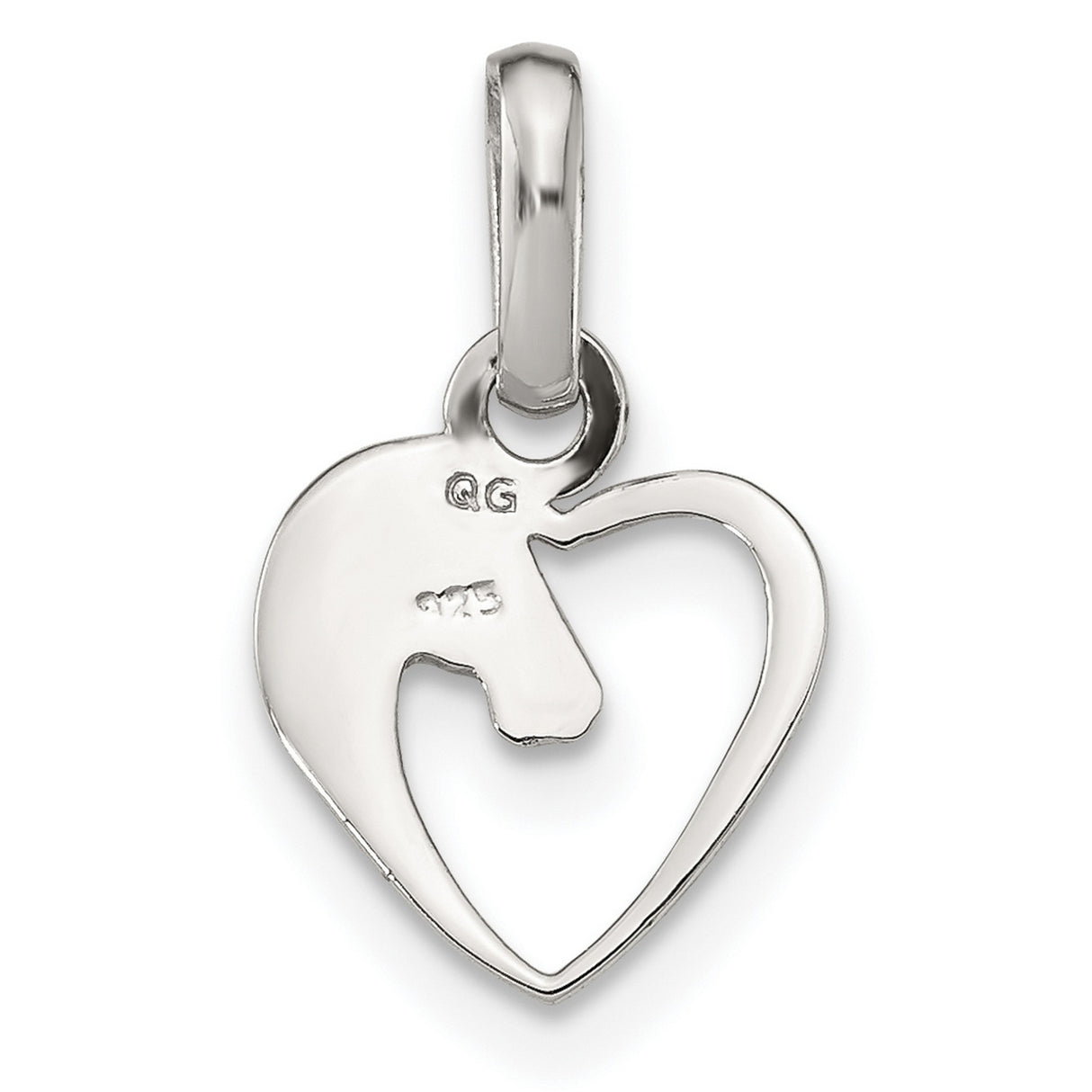 Sterling Silver Horse Head Pendant with Open Heart Design, Equestrian Style for Women and Girls