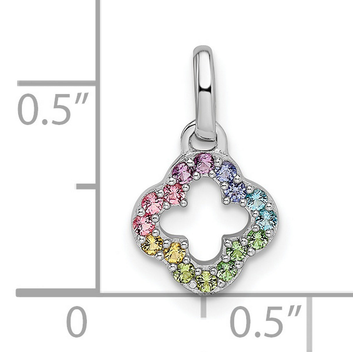 Sterling Silver Clover Pendant with Multicolor Crystal, Quatrefoil Spiritual Charm for Women