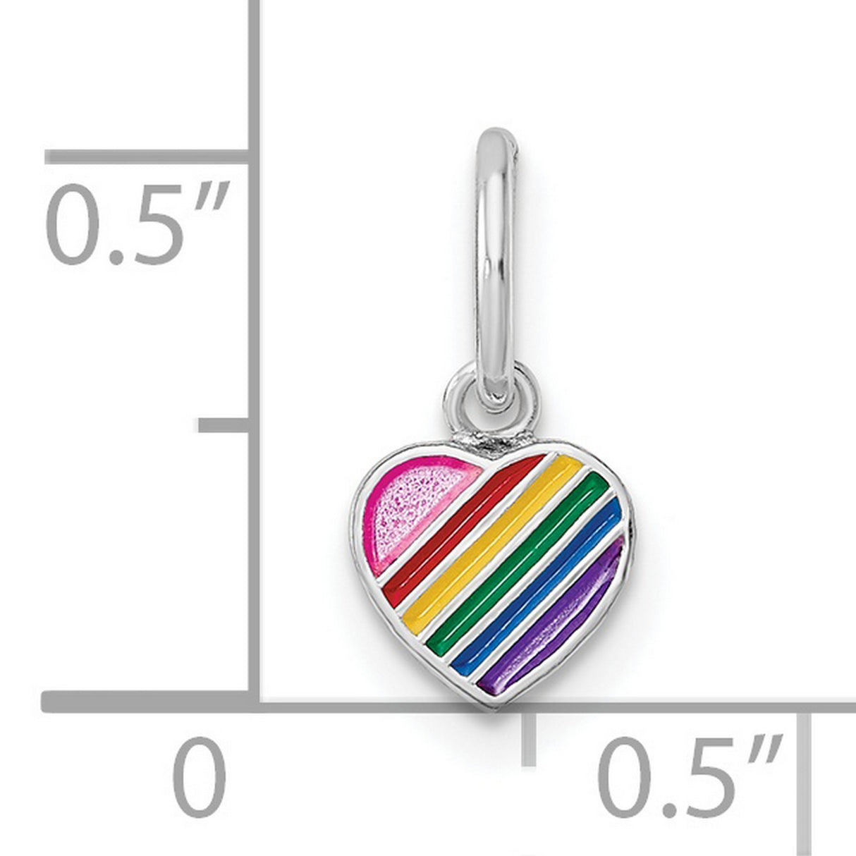 Sterling Silver Heart Pendant with Rainbow Enamel Stripes, LGBTQ Pride Jewelry