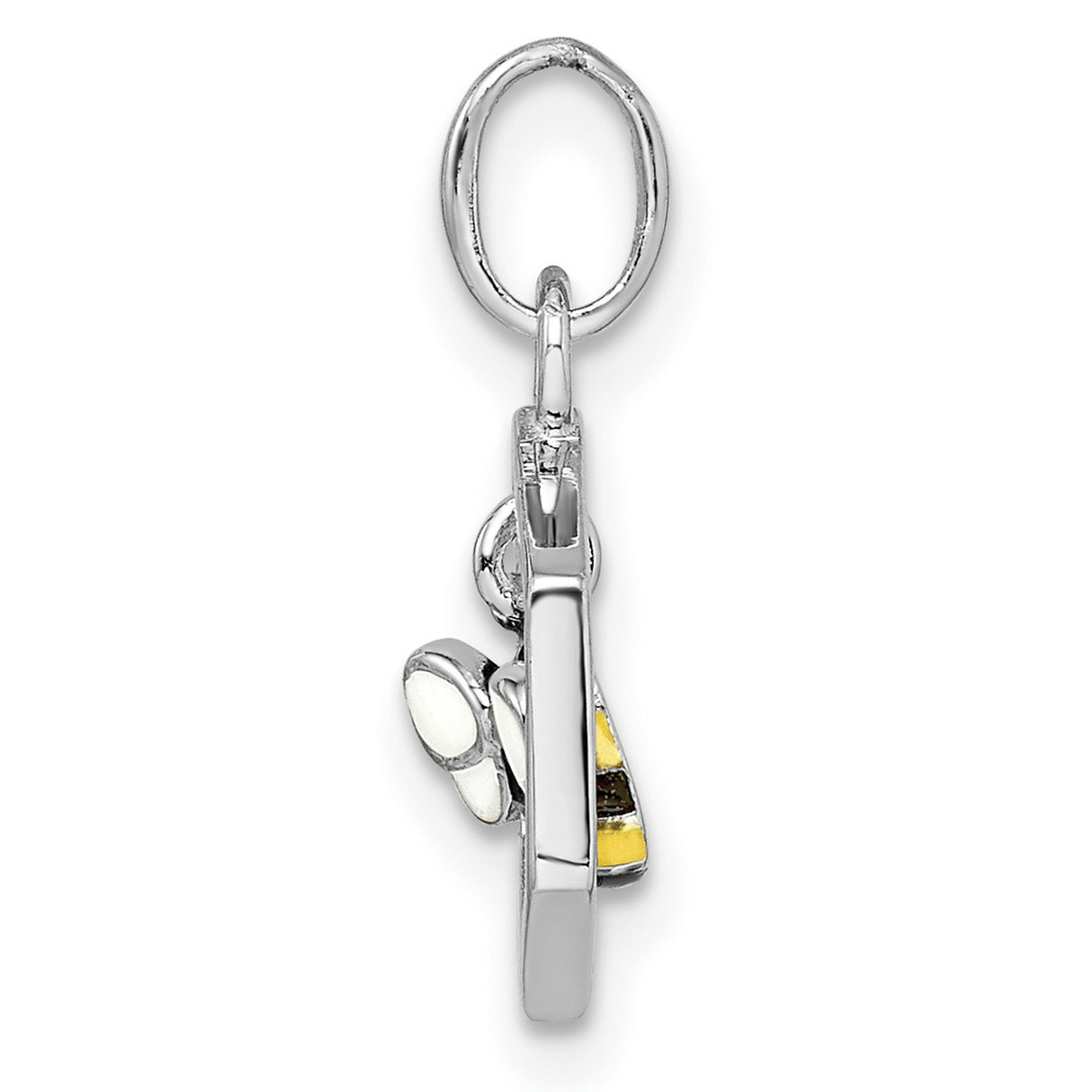 Sterling Silver Bee Pendant with Black and Yellow Enamel in Honeycomb Frame