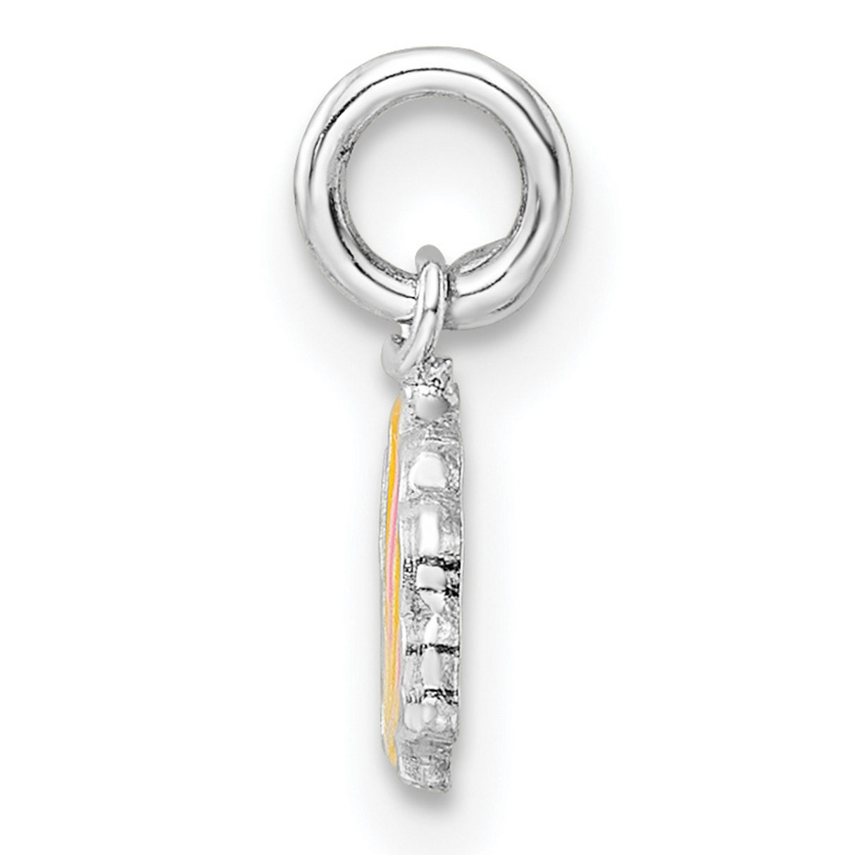 Sterling Silver Seashell Pendant with Pink and Yellow Enamel, Coastal Beach Style