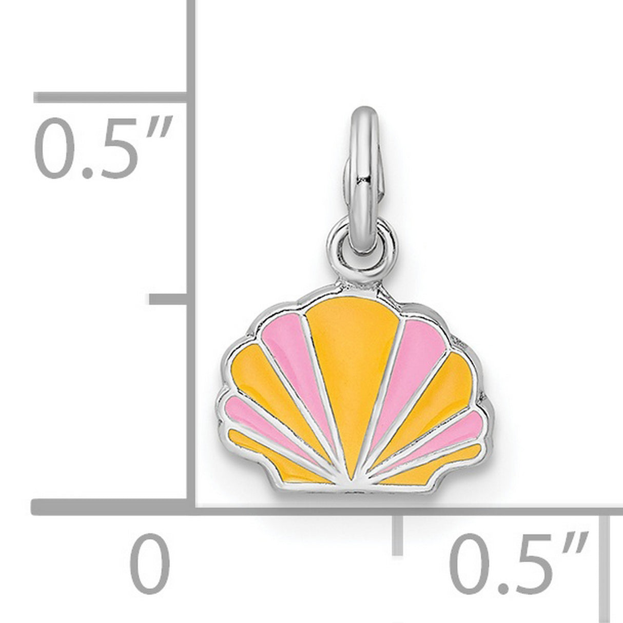 Sterling Silver Seashell Pendant with Pink and Yellow Enamel, Coastal Beach Style