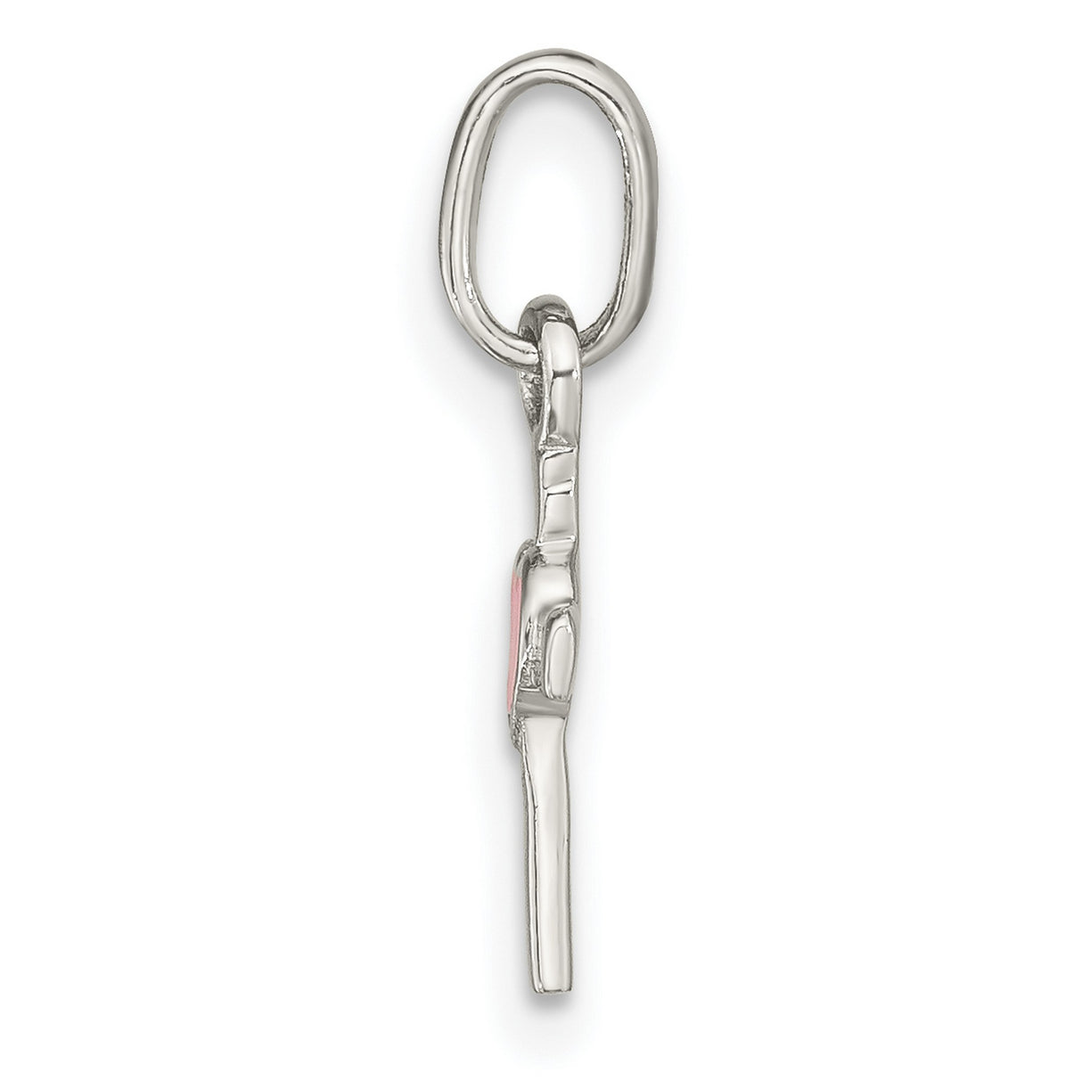 Sterling Silver Cross Pendant with Pink Enamel Heart, Modern Spiritual Jewelry