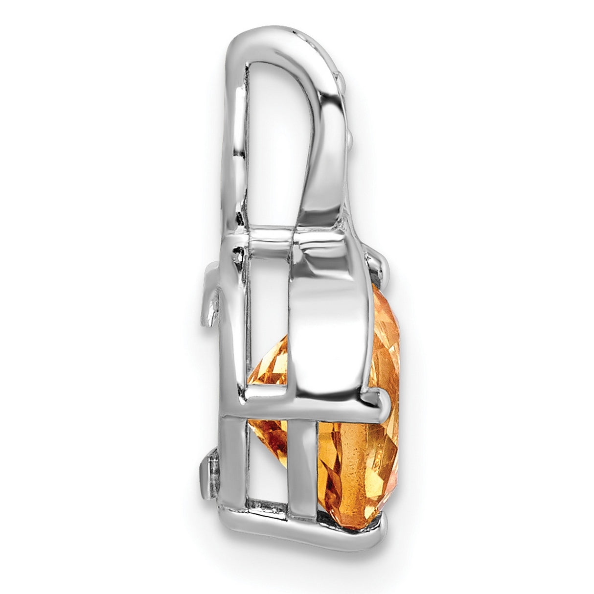 Sterling Silver Pendant with Citrine and White Topaz, Twisted Ribbon Design for Women