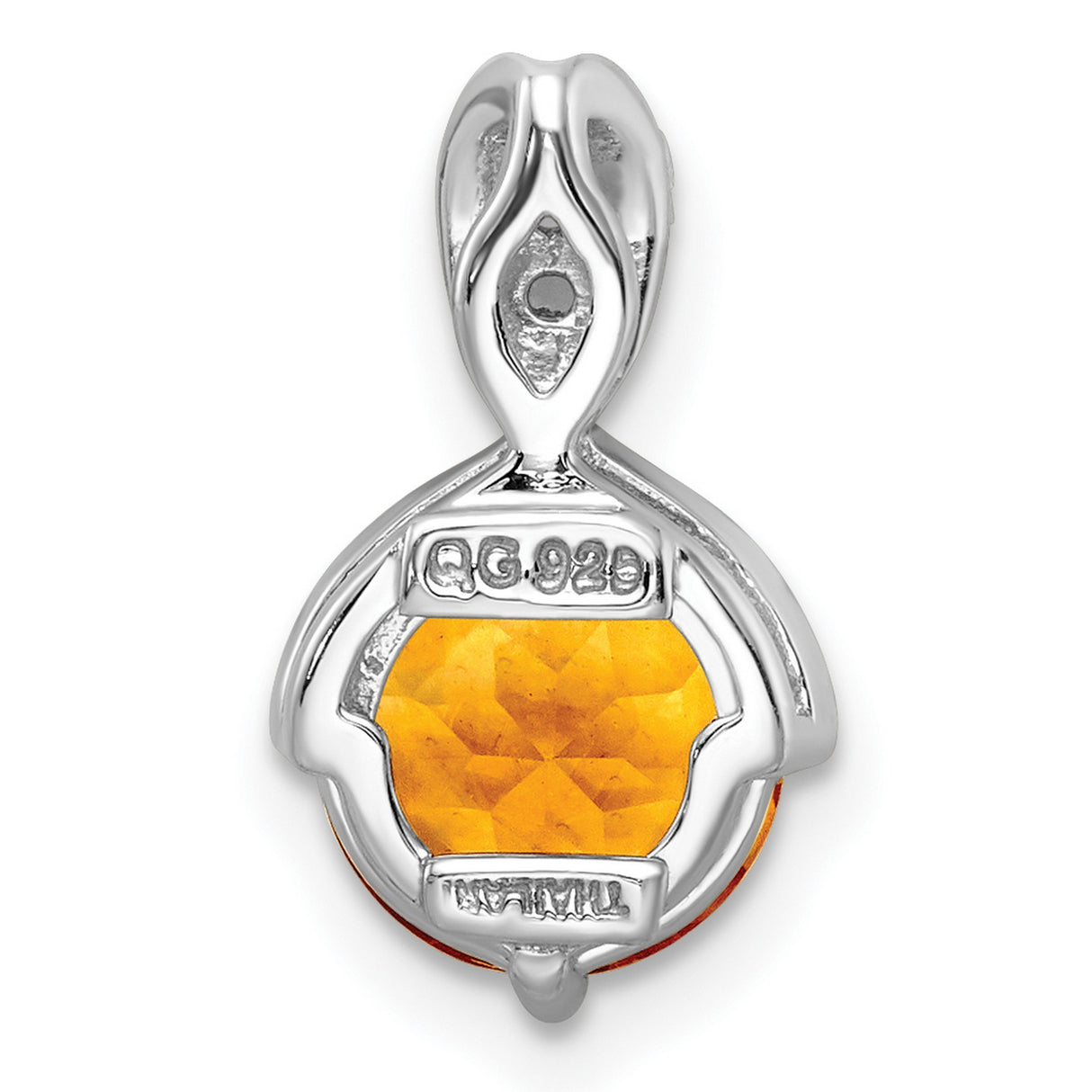 Sterling Silver Pendant with Citrine and White Topaz, Twisted Ribbon Design for Women