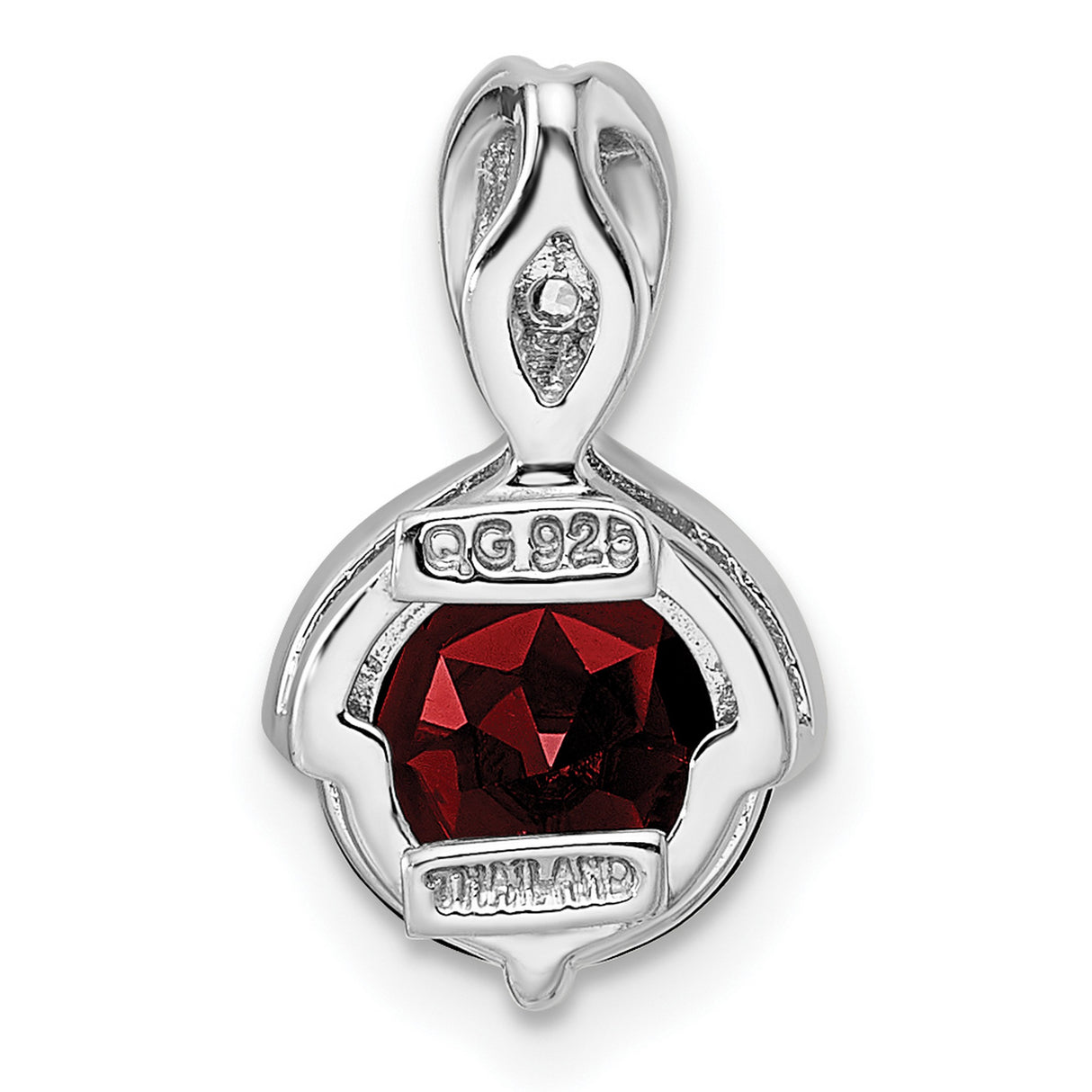 Sterling Silver Infinity Pendant with Garnet and White Cubic Zirconia