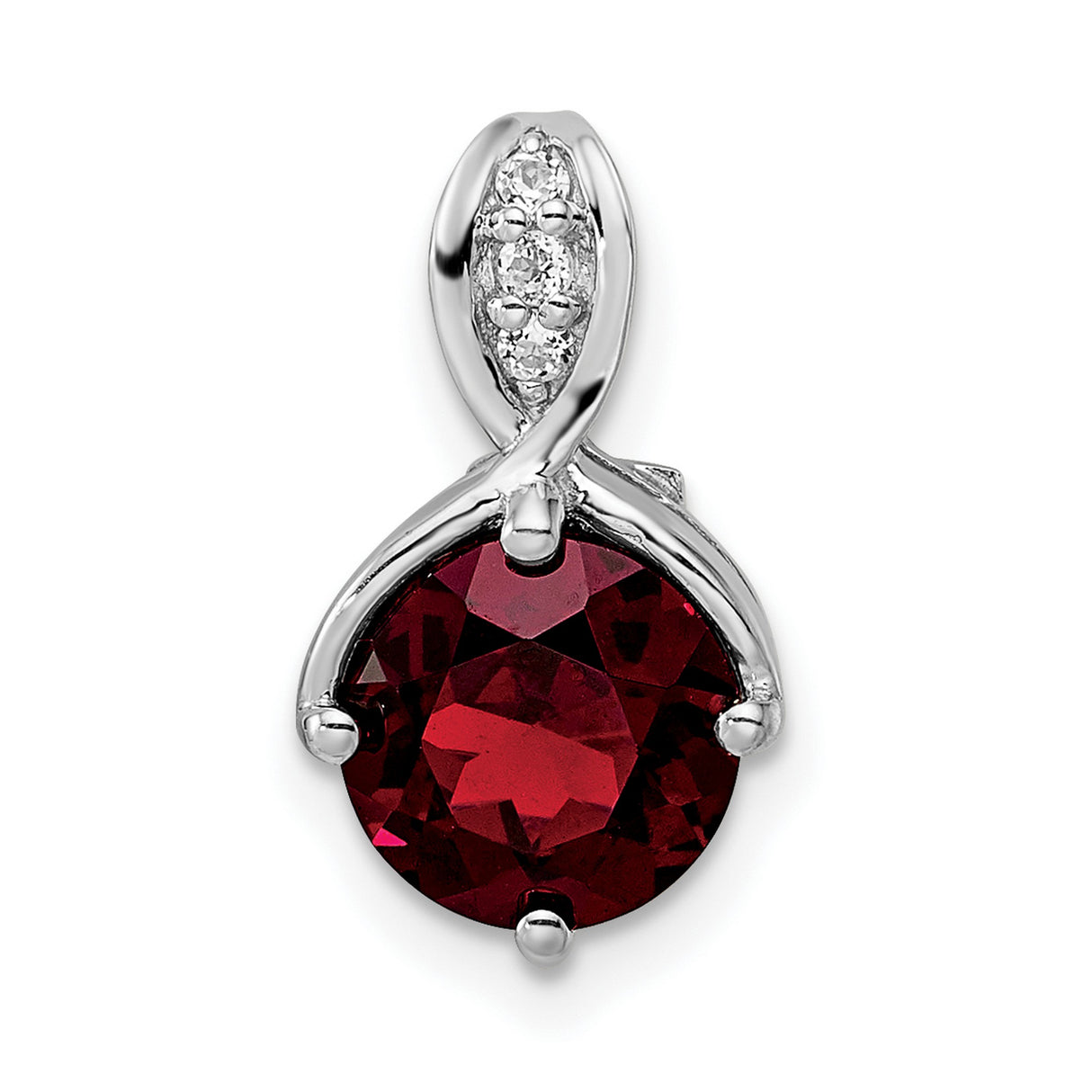 Sterling Silver Infinity Pendant with Garnet and White Cubic Zirconia