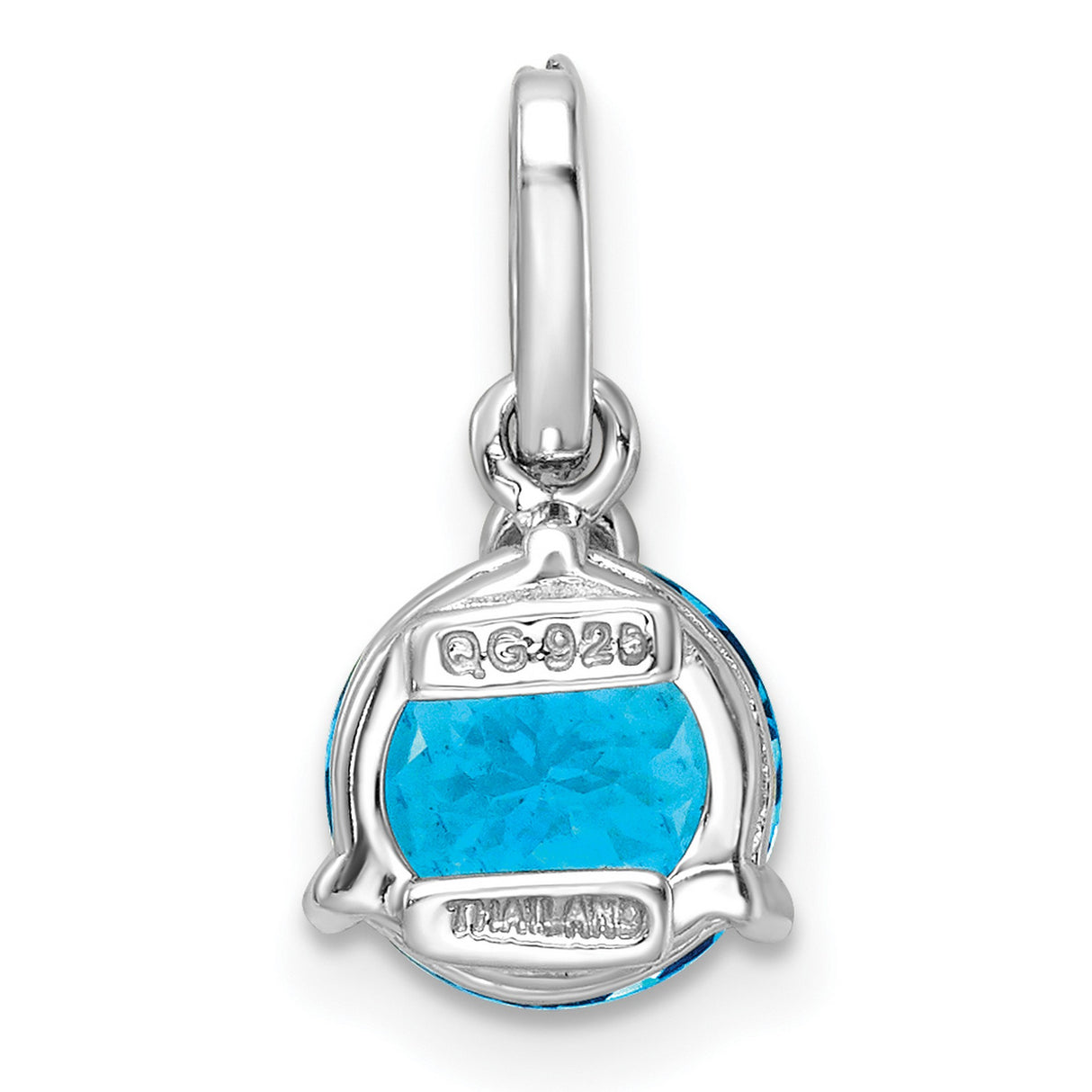 Sterling Silver Pendant with Swiss Blue Topaz and White Topaz Accents, December Birthstone Jewelry