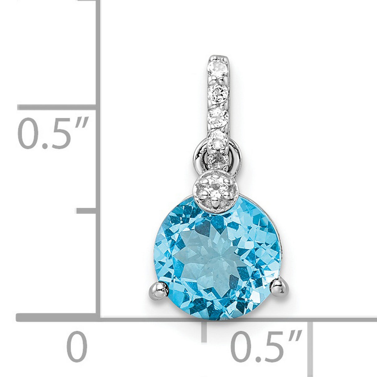Sterling Silver Pendant with Swiss Blue Topaz and White Topaz Accents, December Birthstone Jewelry